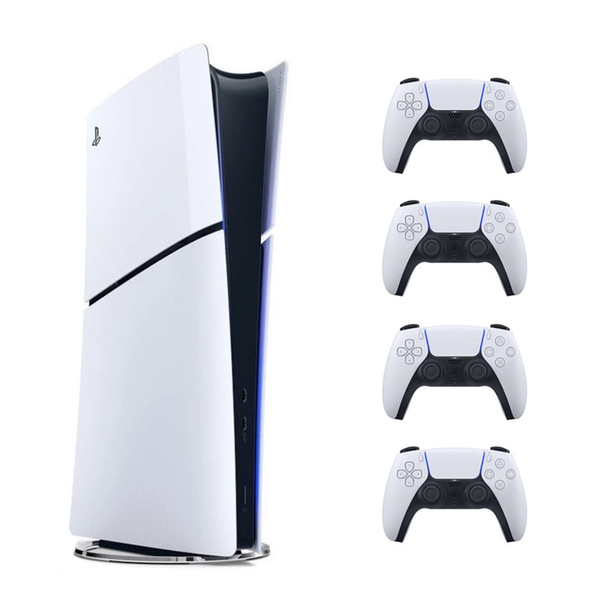 PlayStation 5 Slim Digital Edition with 3 White DualSense - Region Europe